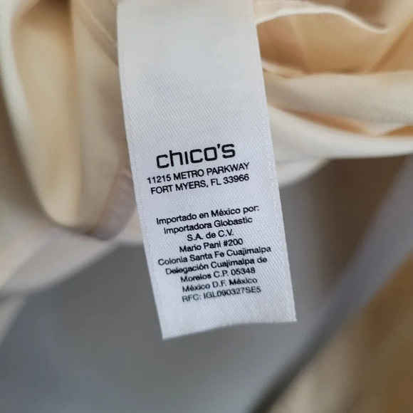 Chico's Women's Button Top Large Yellow 100% Cotton Solid Long Sleeves Collared - Picture 5 of 8